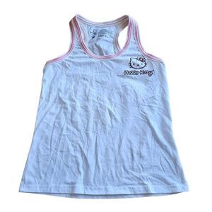 Hello kitty by Sanrio womens Sz M white pink Racerback Tank top pajama lounge ca